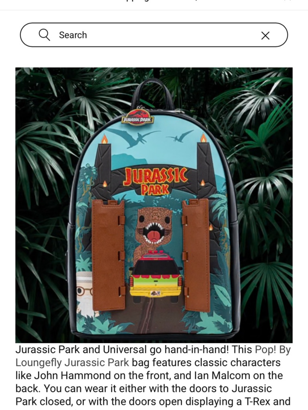 Loungefly Jurassic Park Mini Backpack - Teal, Brown, Black
